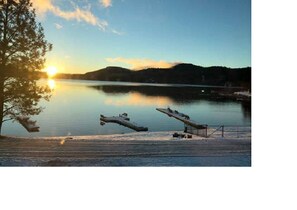 Sunrise in December.  Our beach is 40 feet wide from the fence to the left