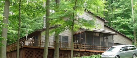 Beautiful wrap around deck with screened in porch