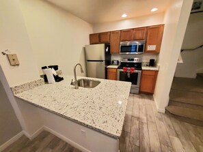 Open Kitchen, Quartz Counter Top and Stainless Steel Appliances