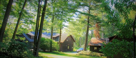 View of the main house on the left and guest house on the right