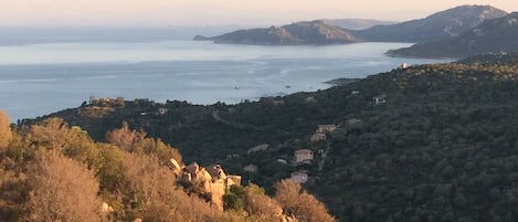 Vue du virage sur le plateau juste avant d'arriver sur la propriété.