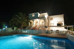 Night view of Villa and Pool