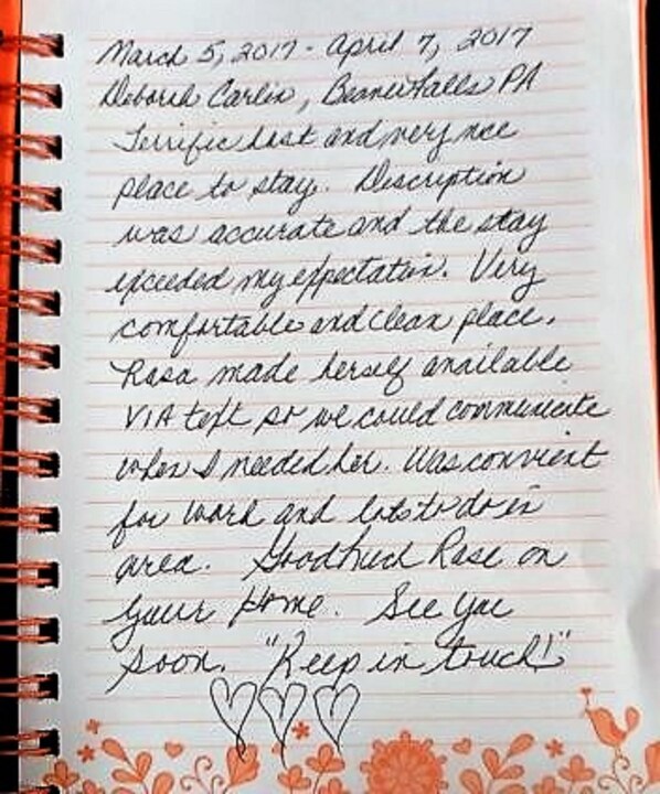 One of many positive reviews from guests