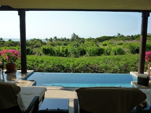 View of private patio and dunk pool.