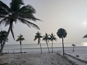 view from deck of walk to beach