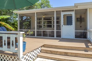 Screen porch is shady and bug free.  Perfect spot to relax mornings and evenings
