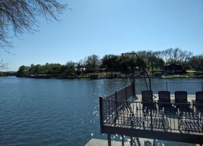 Expansive view from upper level of boat dock