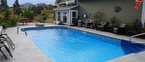 inviting salt water pool is usually open in May till September.