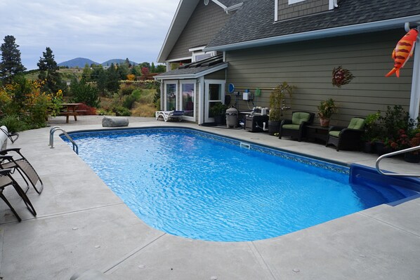 our salt water pool is usually open from May to September.