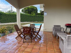 - Gazebo with seating area and lounges 
- Grill 
- Fully fenced and private