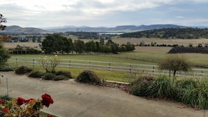 Views of the Coal River Valley from veranda of cottage