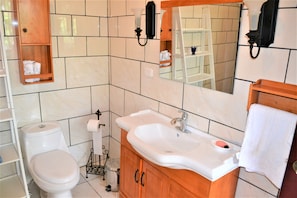 Large bathroom with both tub and shower