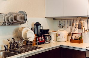 Close up view on Kitchen corner with everything needed things