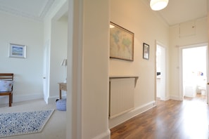 Hallway with view into living room 