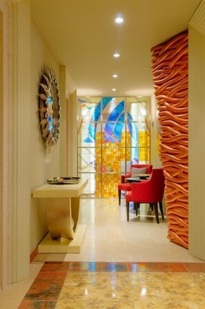 Bright, sunny and colorful foyer