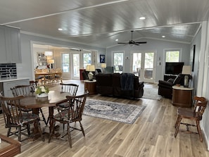 Open living area opens to porch with incredible lake views!