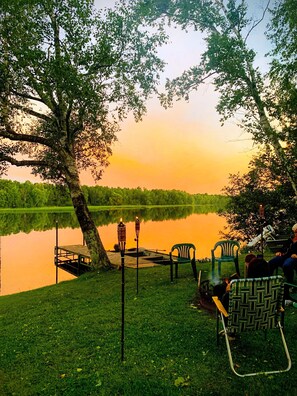 The water is right outside the cabin.  