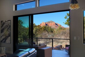 Expansive sliding door for open air living and entertainment. 