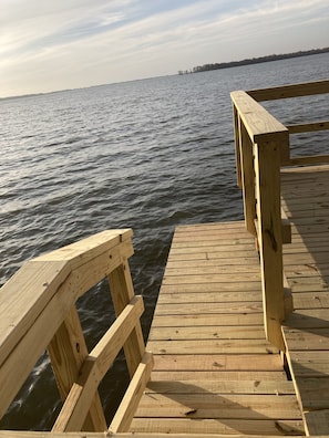 New pier side boat deck on the end of pier.