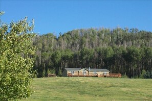 Aspen Hills Retreat from road below...surrounded by a beautiful forest