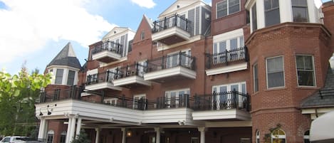 Porte cochere in summer.