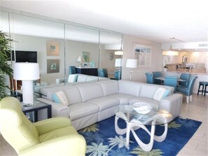 Family Room with spacious reclining sofa and rocker / recliner