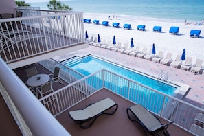 View of the pool from your balcony.