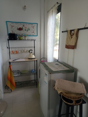 In your room you have Fridge Hot water kettle toaster