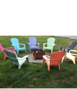 Outdoor fire pit available May-Oct. We do not provide firewood.