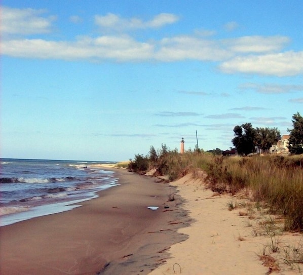 Looking north to Little Point Sable Lighthouse.