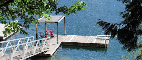 Private each and dock directly on our property.  Direct lakefront!