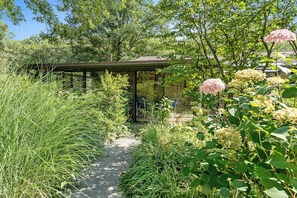 Secluded back yard of White Oaks Haven