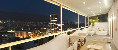 night view of east center Athens with mountains from the 20 meters  long veranda