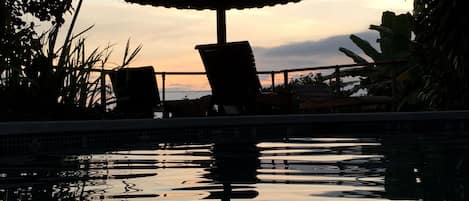 pool and deck at sunset