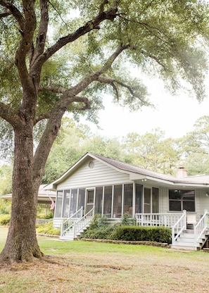 Screened-in back porch.