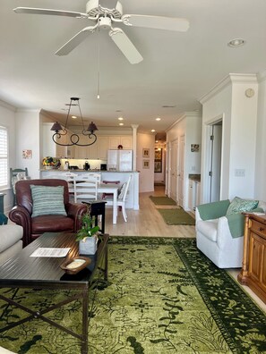 Open living, dining & kitchen