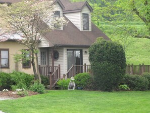 Entry to apartment is through the double doors.