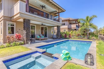 Luxe Tropical Retreat w/ Private Pool, Spa, AC, Golf Cart Included