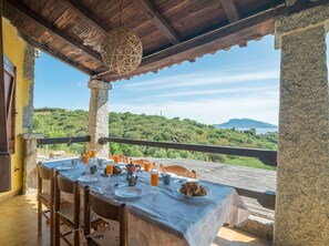 Sky, Property, Table, Furniture, Azure, Plant, Chair, Tableware, Wood, Flowerpot