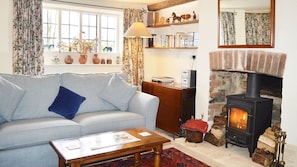 Living Room with log burner,  Maisey Cottage, Bolthole Retreats