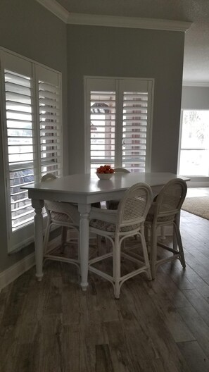 breakfast table in the kitchen and den