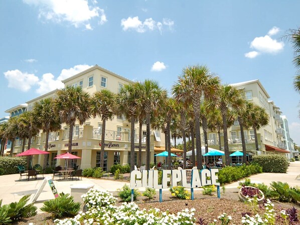Gulf Place has on site shopping, eating and entertainment.