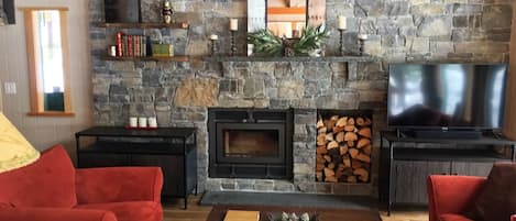 This fireplace rocks! Environmentally friendly but blasts out the heat.