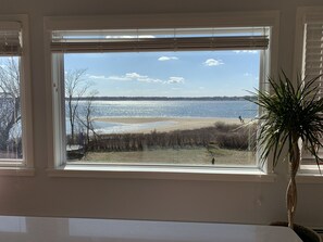 View from kitchen never gets old--watch the tide, birds, boats, and sunsets! 