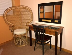 Work desk and jumbo fan chair in bedroom 