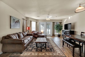 living room opens onto the balcony