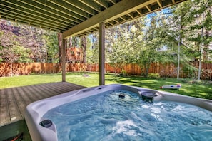 Soak in the hot tub day or night!