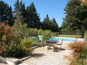 Front garden leading to a large secured pool garden 