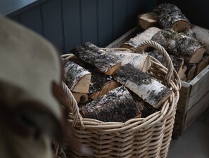 Logs and kindling included in the rental.