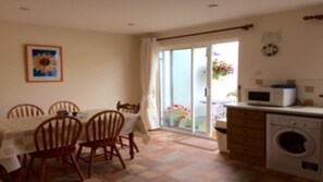 Open plan kitchen with seating for six